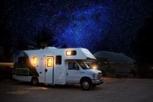 Rv Camper under a Starry Sky