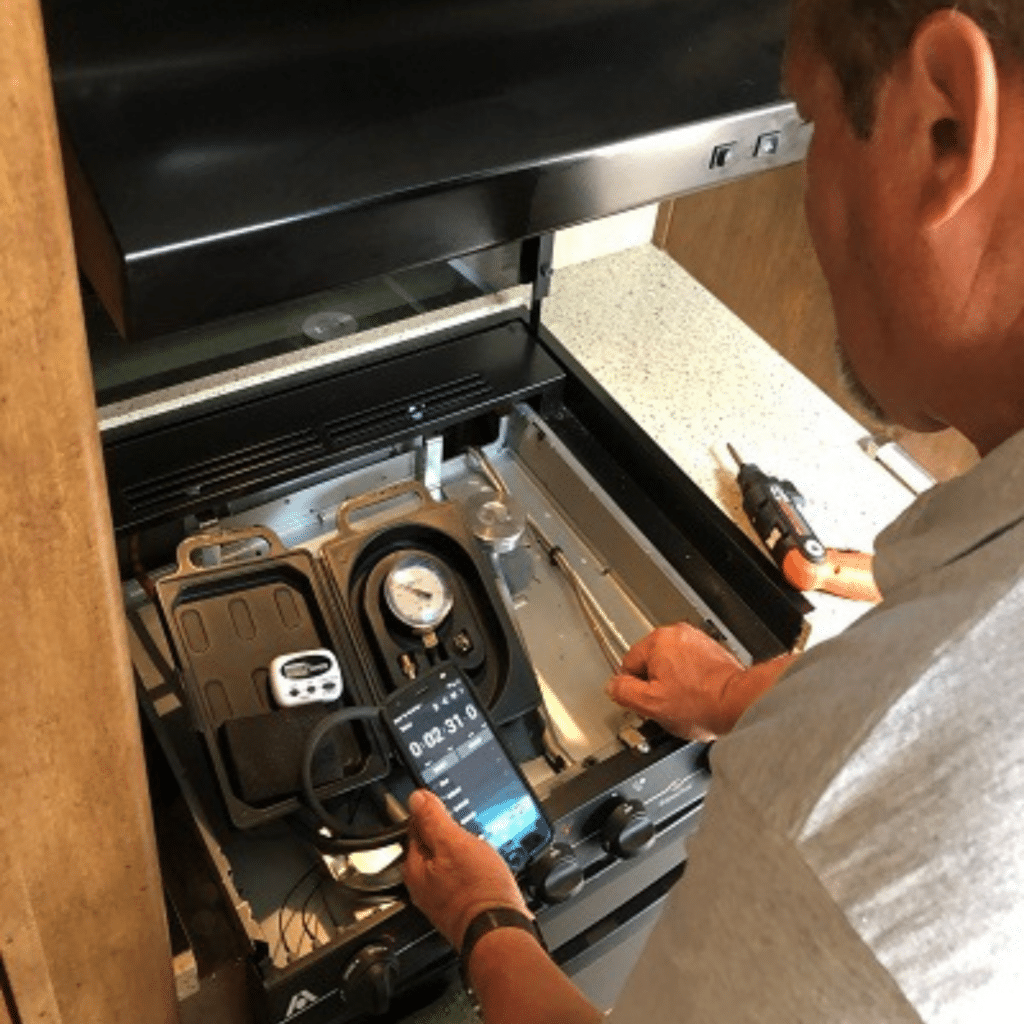 RV propane leak check - david cantrell - miles from monday rv inspections 2000 x 2000