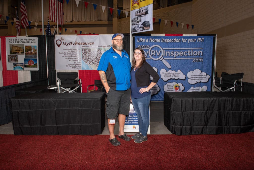Master Certified RV Inspector Team Jason & Lisa Carletti at the Florida RV Supershow in Tampa