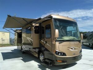Class A Diesel Pusher Motorhome with RV Awning Extended